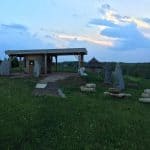Post & Beam Frame over Cordwood Kiosk at Kinstone